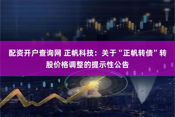 配资开户查询网 正帆科技：关于“正帆转债”转股价格调整的提示性公告